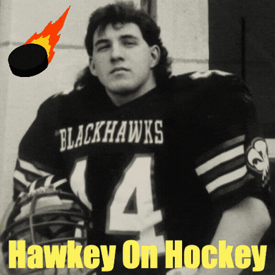 Black And White Hockey Player Saying Hawkeye On Hockey GIF