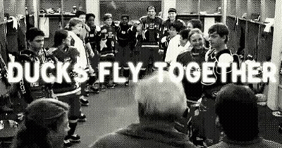 Black and White Hockey Team Locker Room Ducks Fly Together