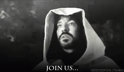 Black And White Hooded Man Saying Join Us GIF