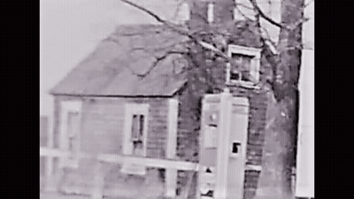 Black And White House With Fence GIF