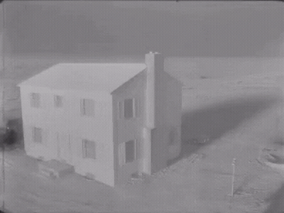 Black And White House With Snow On Roof GIF