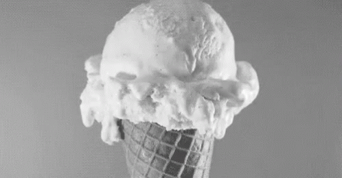 Black And White Ice Cream Cone Melting GIF