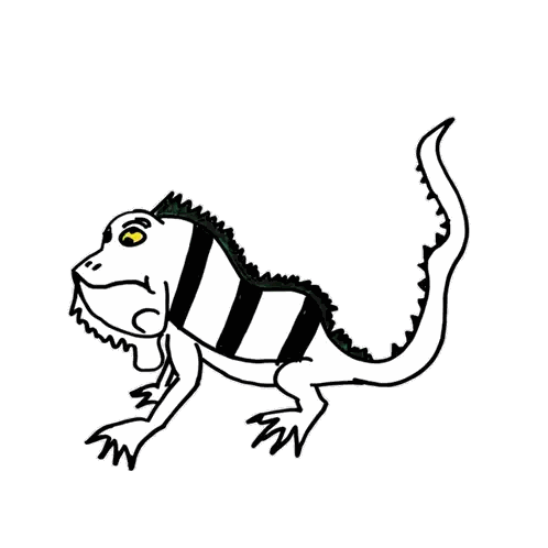 Black And White Iguana With Red Tongue Sticker