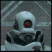 Black And White Image Of Robot With Red Eye GIF