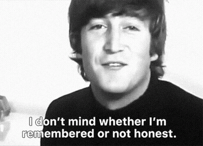 Black And White John Lennon Saying I Don't Mind Whether I'm GIF