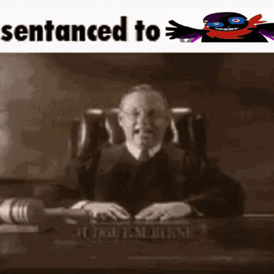 Black And White Judge Sitting At Desk With Sentenced To GIF