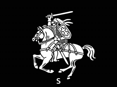 Black And White Knight Riding Horse GIF