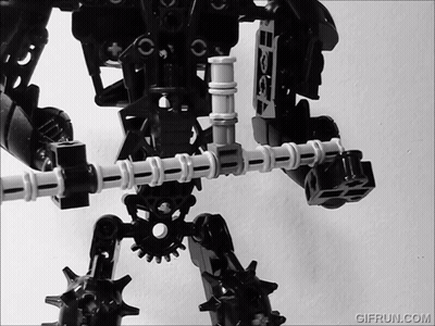 Black And White Lego Robot With Gifrun.com GIF