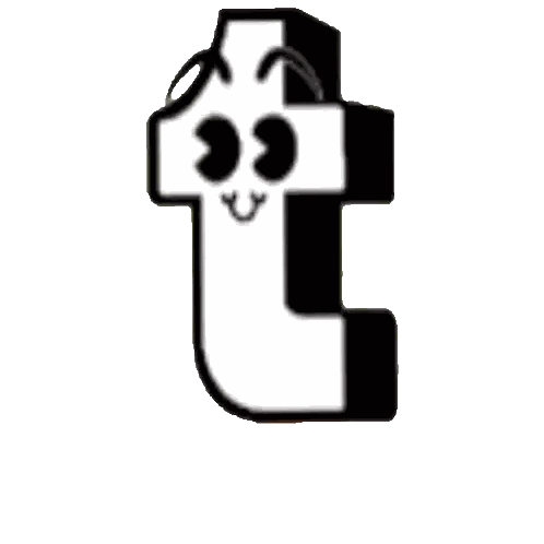 Black And White Letter T With Face Sticker