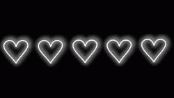 Black And White Lighted Hearts GIF