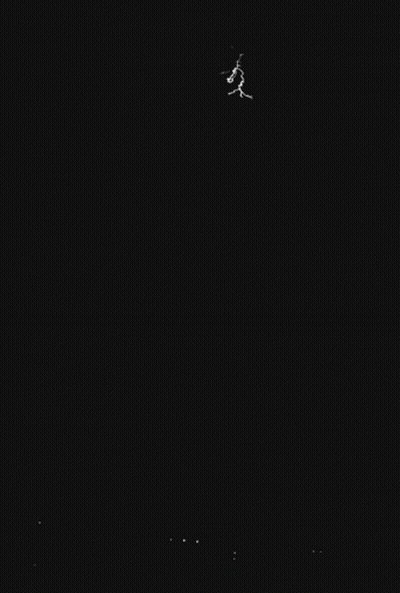 Black And White Lightning Strike Over City GIF
