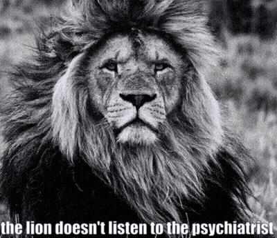 Black And White Lion The Lion Doesn't Listen To The Psychiatrist GIF