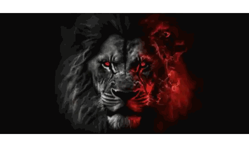 Black And White Lion With Red Eyes Sticker