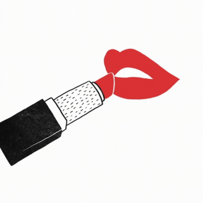 Black And White Lipstick With Red Lip Coming Out GIF