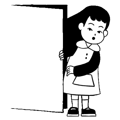 Black And White Little Girl Peeking From Door Sticker