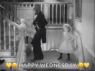 Black And White Man And Little Girl Dancing On Stairs GIF