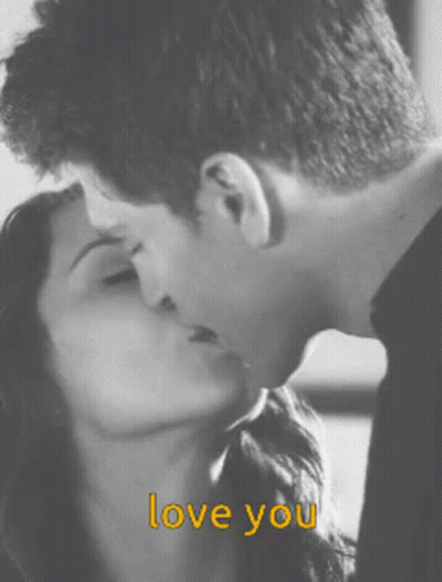 Black And White Man And Woman Kissing Love You GIF