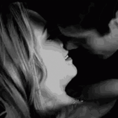 Black And White Man And Woman Kissing GIF
