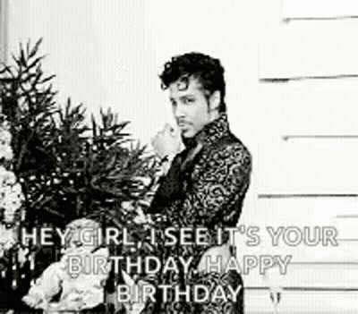 Black And White Man Birthday Message Christmas Tree GIF