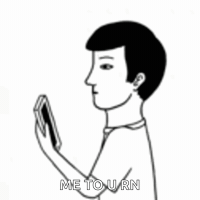 Black And White Man Covering Mouth Looking At Cell Phone GIF