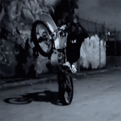 Black And White Man Doing Motorcycle Trick GIF