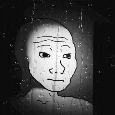Black And White Man Face Behind Window With Water Drops GIF