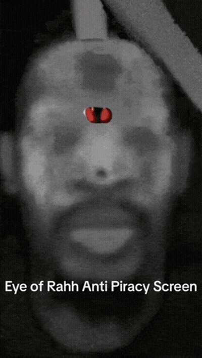 Black And White Man Face With Eye Of Rahh Anti Piracy Screen GIF