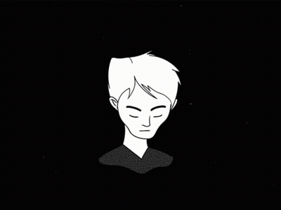 Black And White Man Head With Yellow Blue Circle GIF