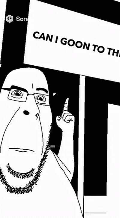 Black And White Man Holding Sign Can I Goon To This GIF
