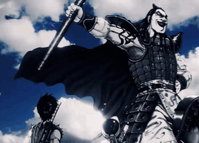 Black And White Man Holding Spear With Letter G GIF