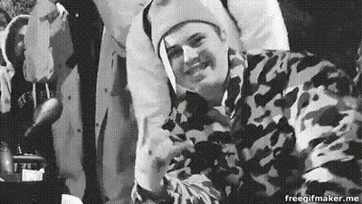 Black And White Man In Camouflage Jacket Beanie GIF