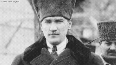 Black And White Man In Fur Hat And Coat GIF
