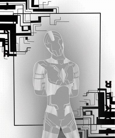 Black And White Man In Futuristic Suit GIF