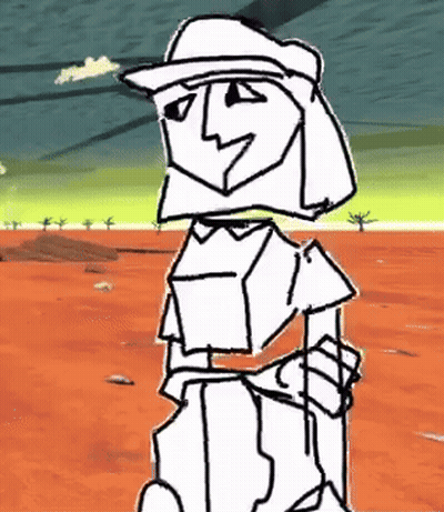 Black And White Man In Hat Holding Stick GIF