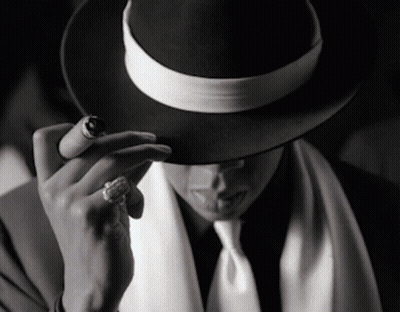 Black And White Man In Hat Smoking Cigar GIF