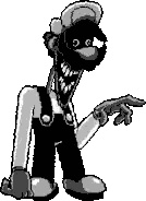 Black And White Man In Overalls Pointing Sticker