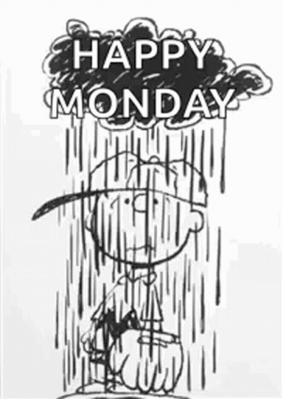 Black And White Man In Rain Happy Monday GIF
