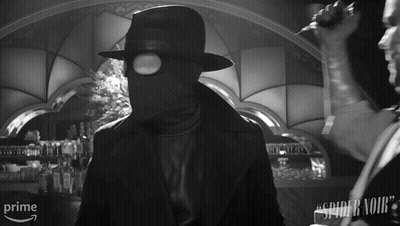 Black And White Man In Spider Noir Mask GIF