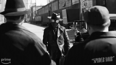 Black And White Man In Spider Noir Mask GIF