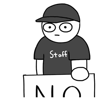 Black And White Man In Staff Shirt Holding Sign Sticker