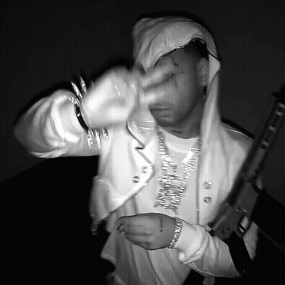 Black And White Man In White Hoodie Holding Gun GIF