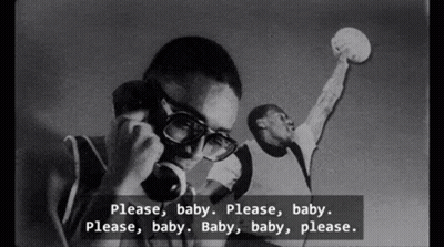 Black And White Man On Phone Saying Please Baby GIF