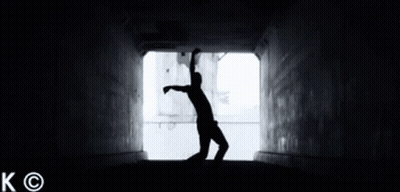 Black And White Man On Ramp Giving Peace Sign GIF