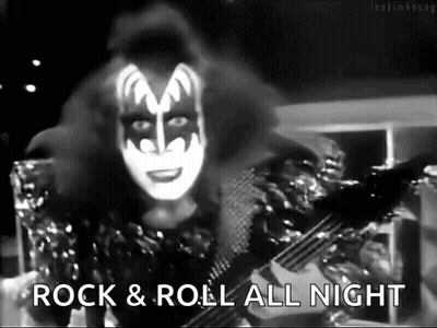 Black And White Man Playing Guitar Rock & Roll All Night GIF