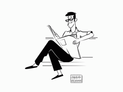 Black And White Man Reading Newspaper GIF