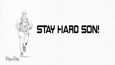 Black And White Man Running Stay Hard Son GIF