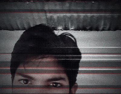Black And White Man's Face With Striped Background GIF