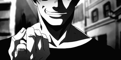 Black And White Man Smiling Pointing At Camera GIF