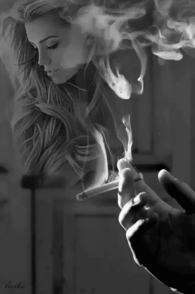 Black And White Man Smoking Cigarette Woman Behind GIF