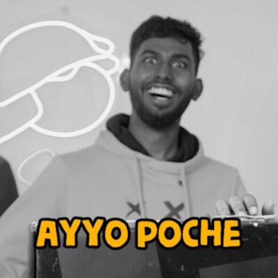 Black And White Man With Ayyo Poche Written Below GIF